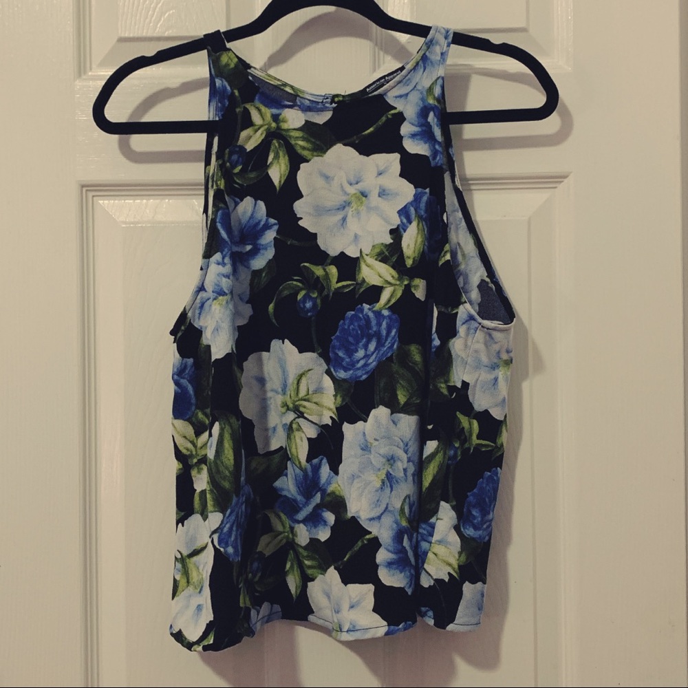 American Apparel Chiffon Floral High Neck Top Size M